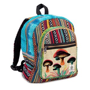 freakmandu collections mushroom hemp backpack bag – eco friendly unique unisex rustic durable