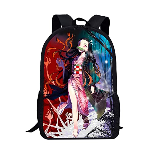 Dtuxgbi 2PCS Set Anime Backpack Lunch Box, Classic Anime Bookbag Lunch Bag, Casual Shoulders Backpack Lightweight Laptop Bag