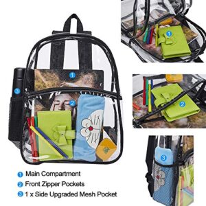 Heavy Duty Clear Backpack, Transparent PVC Concert Mini Backpacks, See Through Outdoor Bag for Security Travel, Sports Events,Black