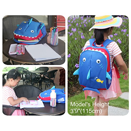 Yodo Little Kids School Bag Pre-K Toddler Backpack - Reflective Fins, Name Tag and Chest Strap, Shark
