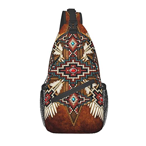 Cute Native American Sling Bag Crossbody Chest Daypack Casual Backpack American Indian Shoulder Bags for Women Men