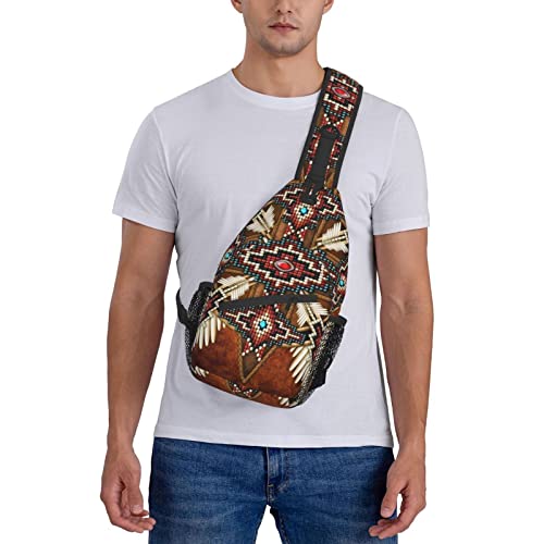 Cute Native American Sling Bag Crossbody Chest Daypack Casual Backpack American Indian Shoulder Bags for Women Men