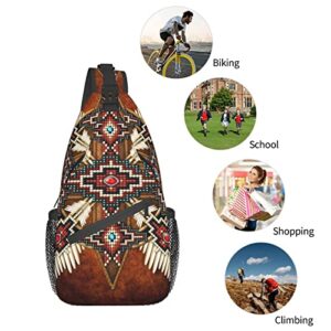 Cute Native American Sling Bag Crossbody Chest Daypack Casual Backpack American Indian Shoulder Bags for Women Men