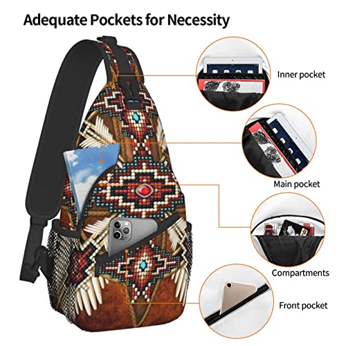 Cute Native American Sling Bag Crossbody Chest Daypack Casual Backpack American Indian Shoulder Bags for Women Men