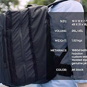 Taskin NEW FLYT | Expandable Large Travel Backpack w/ Laptop Section & Waterproof Zippers | 26L/45L Capacity