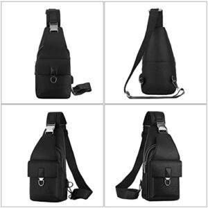 Eshow leather Sling Bag Chest Bag for Men Shoulder Bag Crossbody Backpack Casual Bag Pack Multipurpose