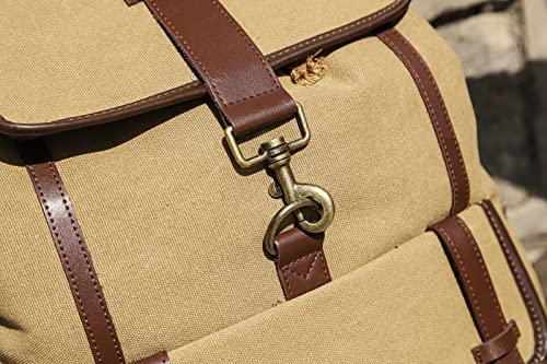 Creaweal Canvas Backpack Vintage Backpack Rucksack Men & Women Bookbag Fits 15.6-17 Inch Laptop Backpacks Lightweight (Upgrade-Brown)