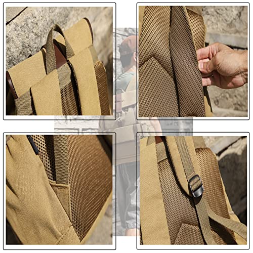 Creaweal Canvas Backpack Vintage Backpack Rucksack Men & Women Bookbag Fits 15.6-17 Inch Laptop Backpacks Lightweight (Upgrade-Brown)