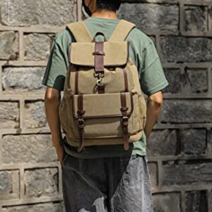 Creaweal Canvas Backpack Vintage Backpack Rucksack Men & Women Bookbag Fits 15.6-17 Inch Laptop Backpacks Lightweight (Upgrade-Brown)