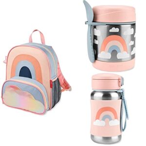 skip hop back to school little kid little kid backpack and mealtime set, rainbow