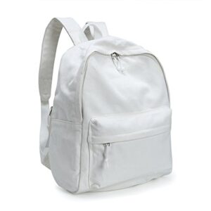 zicac unisex diy canvas backpack daypack satchel backpack(natural white)