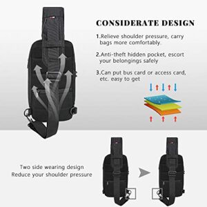 Jafeton Sling Bag Small Backpack Men Waterproof Crossbody Bag Anti Theft Chest Backpack Travel Shoulder Bag With Usb Charging Port Sling Pack With Lock Nylon Water Resistant