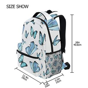 xigua Watercolor Blue Butterfly Backpacks Waterproof Laptop Casual Daypack Tablet Travel Backpack School Bag with Multiple Pockets