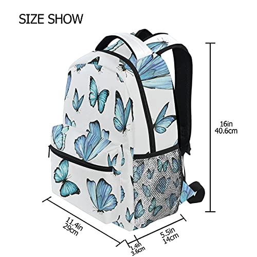 xigua Watercolor Blue Butterfly Backpacks Waterproof Laptop Casual Daypack Tablet Travel Backpack School Bag with Multiple Pockets