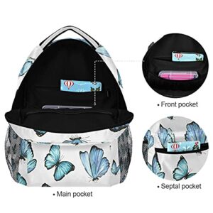 xigua Watercolor Blue Butterfly Backpacks Waterproof Laptop Casual Daypack Tablet Travel Backpack School Bag with Multiple Pockets