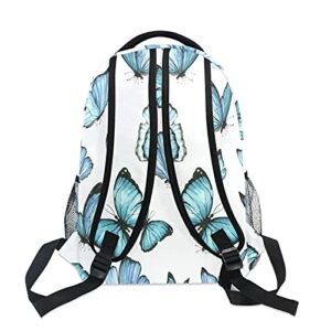 xigua Watercolor Blue Butterfly Backpacks Waterproof Laptop Casual Daypack Tablet Travel Backpack School Bag with Multiple Pockets