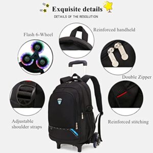 Cool Colorful Wheels Large Capacity Trolley Backpack Elementary School Rolling Bookbag for Teen Boys