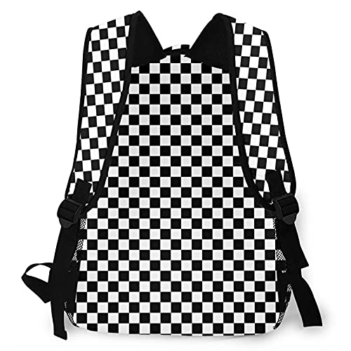 GregTins Black White Race Checkered Backpack Laptop Backpack Hiking Daypack Shoulder Bag,School Bookbag Nurse Casual Work Bags Fits 15.6 Inch, One Size