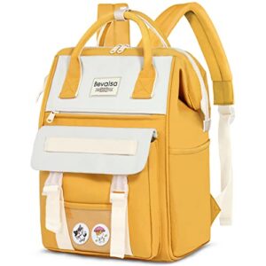 bevalsa laptop backpack 15.6 inch stylish college school bag/casual daypacks/work bags /travel backpack for women men for teens girls anti-theft (yellow)