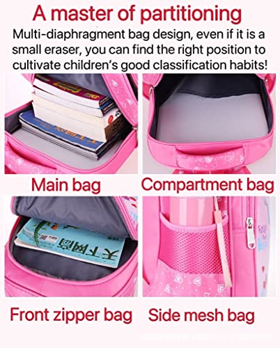 Schoolbags, primary school students, girls, kindergarten girls, kids backpacks (Pink)