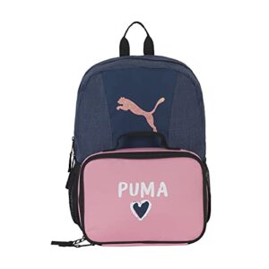 puma unisex child evercat & lunch kit combo backpacks, navy/pink, youth size us