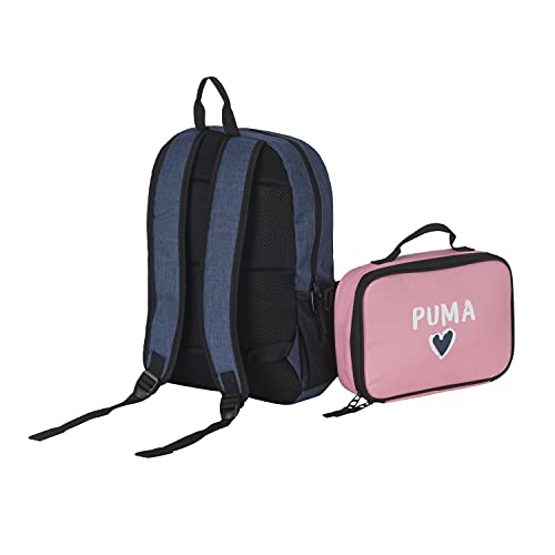 PUMA unisex child Evercat & Lunch Kit Combo Backpacks, Navy/Pink, Youth Size US