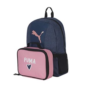 PUMA unisex child Evercat & Lunch Kit Combo Backpacks, Navy/Pink, Youth Size US