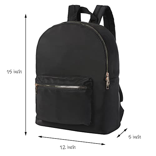 wonshia Preppy school backpack Lightweight Water Resistant Casual nylon College Backpack for teenage girls Casual travel Daypack outdoor（Preppy-black）