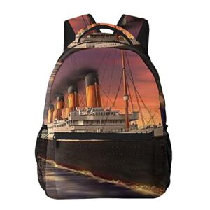 multi leisure backpack,titanic sunset,travel sports school bag for adult youth college students