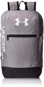 under armour unisex’s patterson sports backpack water repellent gym rucksack with adjustable straps, bag with storage slot for laptops and tablets, steel medium heather/black/white (035), one size