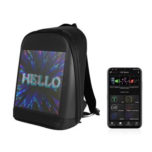 crelander laptop backpack, waterproof backpack smart led dynamic backpack luggage bag cycling travel daypack wifi bluetooth connection rucksack personalized gifts for men women (black)
