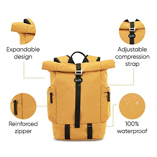 LYKNYA - Travel Backpack - Waterproof Backpack & Ultra Lightweight - Rolltop Backpack - Ecofriendly - Outdoor Backpack