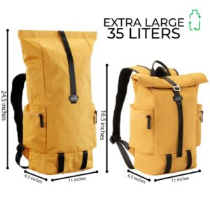 LYKNYA - Travel Backpack - Waterproof Backpack & Ultra Lightweight - Rolltop Backpack - Ecofriendly - Outdoor Backpack