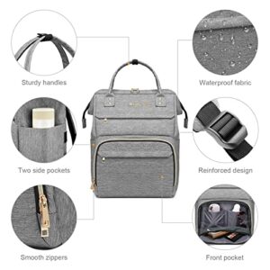 Ronyes Laptop Backpack for Women, Teacher Backpack with Laptop Compartment USB Charging Port Waterproof Travel College School Work Backpack for Nurse, Business Computer Bags 15.6 Inch, Grey