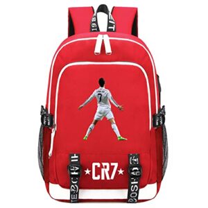 kbiko-zxl boys cristiano ronaldo backpack-durable school bookbag lightweight laptop knapsack with usb charging port