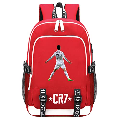 KBIKO-zxl Boys Cristiano Ronaldo Backpack-Durable School Bookbag Lightweight Laptop Knapsack with USB Charging Port