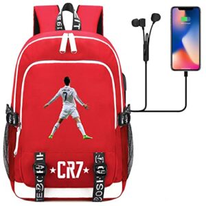 KBIKO-zxl Boys Cristiano Ronaldo Backpack-Durable School Bookbag Lightweight Laptop Knapsack with USB Charging Port