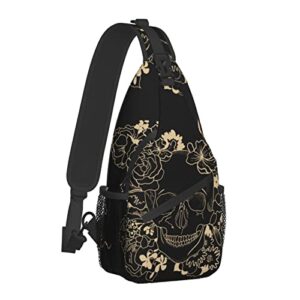 yrebyou skull sling bag for travel crossbody shoulder backpack for women men chest daypack for traveling hiking outdoor