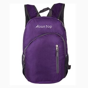 mountop outdoor lightweight foldable water resistant backpack for travel hiking riding – purple