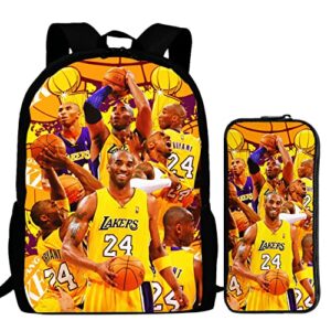 uerpltjy 2pcs classic basketball backpack set anime travel bookbag lightweight multi-function laptop bag k3