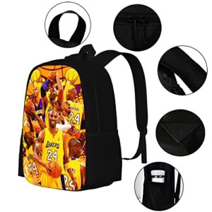 Uerpltjy 2PCS Classic Basketball Backpack Set Anime Travel Bookbag Lightweight Multi-Function Laptop Bag K3