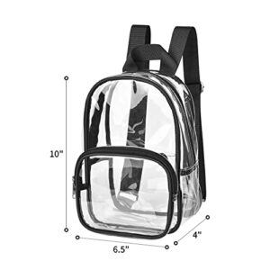 MAY TREE Clear Mini Backpack Fashion Cute Clear Backpack Stadium Approved for Work Concert Security Travel Sports (Black)