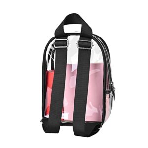 MAY TREE Clear Mini Backpack Fashion Cute Clear Backpack Stadium Approved for Work Concert Security Travel Sports (Black)