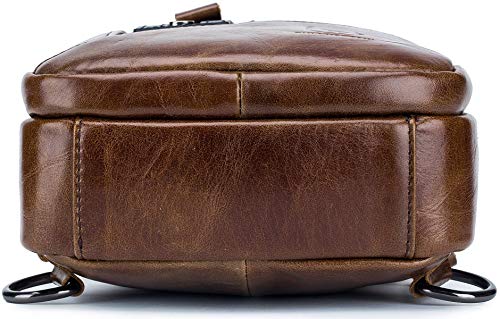 Leather Sling Bag for Men,Casual Crossbody Shoulder Backpack Travel Chest Bag