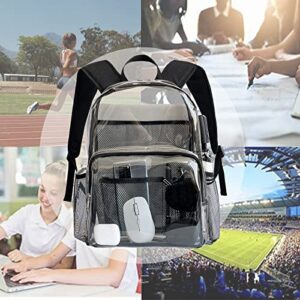 Large Clear Backpack Heavy Duty PVC Transparent Bookbag See Through Plastic Backpacks for Stadium School Work concert Sport Event Security Travel(black)