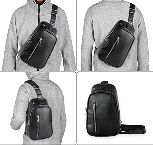 TITILT Leather Sling Bag for Men Chest Bag Waterproof and Multifunctional Comfortable Casual Daypack