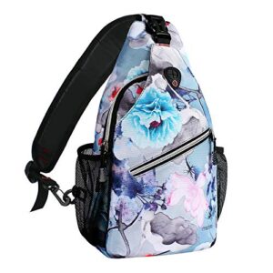 mosiso sling backpack,travel hiking daypack pattern rope crossbody shoulder bag, ink-wash painting