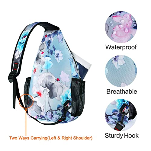 MOSISO Sling Backpack,Travel Hiking Daypack Pattern Rope Crossbody Shoulder Bag, Ink-wash Painting