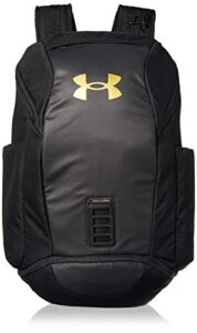 under armour men’s contain backpack , black (001)/metallic gold luster , one size fits all