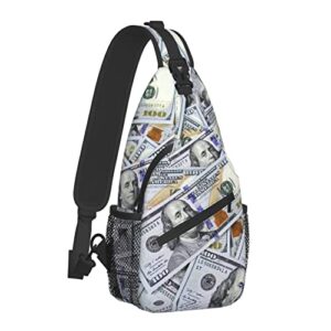 us bill dollars money unisex chest bags crossbody sling backpack travel hiking daypack crossbody shoulder bag for women men